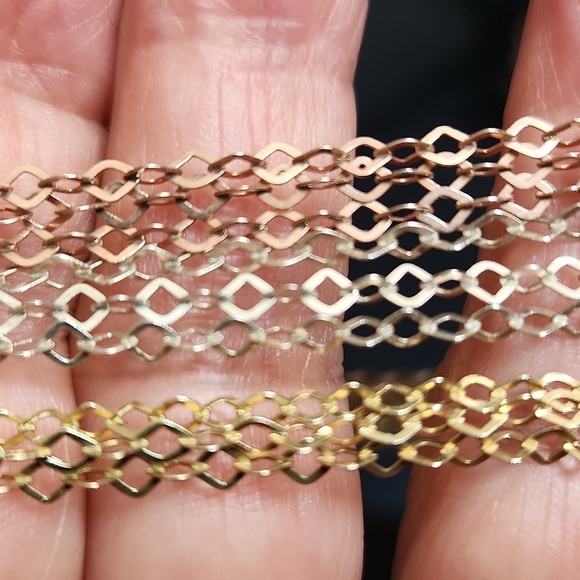 Sterling Silver 9 Multi-Strand Gold Plated  White/Rose/Yellow Necklace 16" - Picture 5 of 10